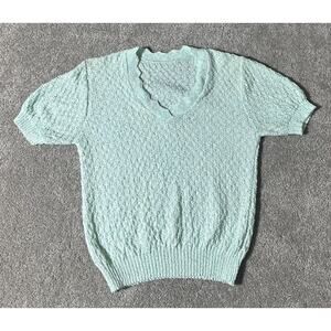 Vintage 80s Popcorn Sweater Womens Small Grandma Soft Girl Mermaid Pastel Retro